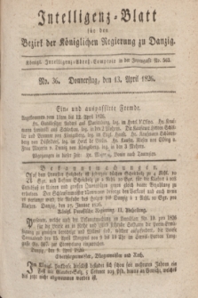 Intelligenz-Blatt für den Bezirk der Königlichen Regierung zu Danzig. 1826, No. 36 (13 April)