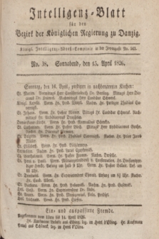 Intelligenz-Blatt für den Bezirk der Königlichen Regierung zu Danzig. 1826, No. 38 (15 April) + dod.