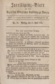 Intelligenz-Blatt für den Bezirk der Königlichen Regierung zu Danzig. 1826, No. 39 (17 April) + dod.