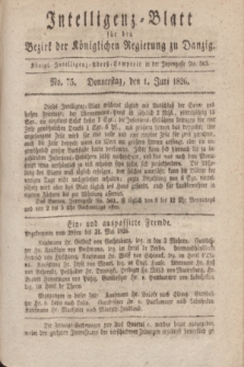 Intelligenz-Blatt für den Bezirk der Königlichen Regierung zu Danzig. 1826, No. 75 (1 Juni) + dod.