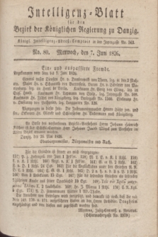 Intelligenz-Blatt für den Bezirk der Königlichen Regierung zu Danzig. 1826, No. 80 (7 Juni) + dod.