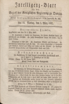 Intelligenz-Blatt für den Bezirk der Königlichen Regierung zu Danzig. 1827, No. 54 (5 März) + dod. + wkładka
