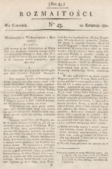 Rozmaitości : oddział literacki Gazety Lwowskiej. 1821, nr 43