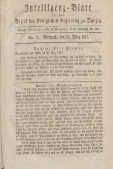 Intelligenz-Blatt für den Bezirk der Königlichen Regierung zu Danzig. 1827, No. 74 (28 März) + dod.