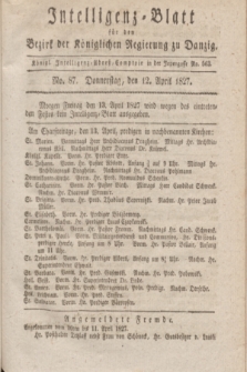 Intelligenz-Blatt für den Bezirk der Königlichen Regierung zu Danzig. 1827, No. 87 (12 April) + dod.