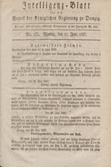 Intelligenz-Blatt für den Bezirk der Königlichen Regierung zu Danzig. 1827, No. 133 (11 Juni) + dod.