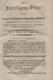 Intelligenz-Blatt für den Bezirk der Königlichen Regierung zu Danzig. 1840, No. 14 (17 Januar)