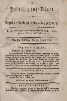 Intelligenz-Blatt für den Bezirk der Königlichen Regierung zu Danzig. 1840, No. 23 (28 Januar) + dod.