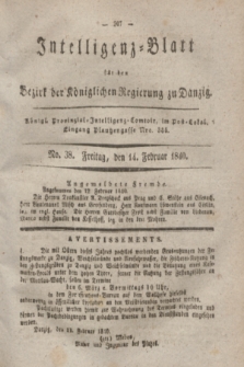 Intelligenz-Blatt für den Bezirk der Königlichen Regierung zu Danzig. 1840, No. 38 (14 Februar)