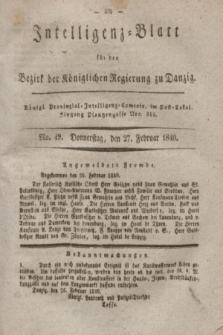 Intelligenz-Blatt für den Bezirk der Königlichen Regierung zu Danzig. 1840, No. 49 (27 Februar)