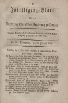 Intelligenz-Blatt für den Bezirk der Königlichen Regierung zu Danzig. 1840, No. 51 (29 Februar) + dod.