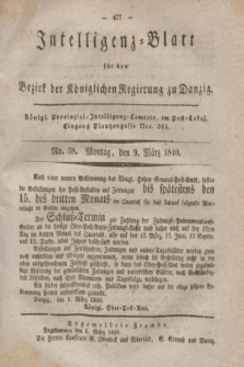 Intelligenz-Blatt für den Bezirk der Königlichen Regierung zu Danzig. 1840, No. 58 (9 März)