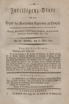 Intelligenz-Blatt für den Bezirk der Königlichen Regierung zu Danzig. 1840, No. 59 (10 März)