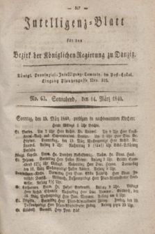 Intelligenz-Blatt für den Bezirk der Königlichen Regierung zu Danzig. 1840, No. 63 (14 März) + dod.