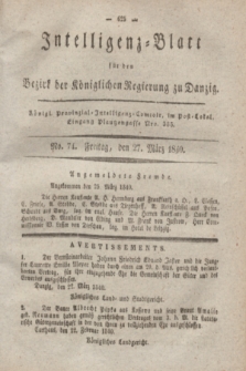 Intelligenz-Blatt für den Bezirk der Königlichen Regierung zu Danzig. 1840, No. 74 (27 März) + dod.