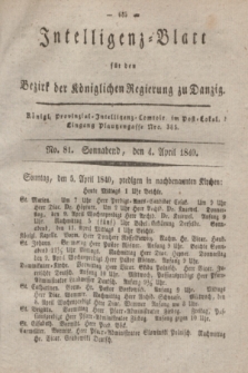 Intelligenz-Blatt für den Bezirk der Königlichen Regierung zu Danzig. 1840, No. 81 (4 April) + dod.