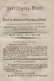 Intelligenz-Blatt für den Bezirk der Königlichen Regierung zu Danzig. 1840, No. 86 (10 April)