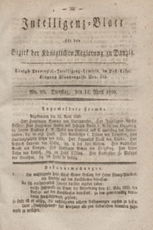Intelligenz-Blatt für den Bezirk der Königlichen Regierung zu Danzig. 1840, No. 89 (14 April)