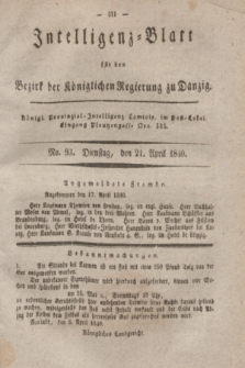 Intelligenz-Blatt für den Bezirk der Königlichen Regierung zu Danzig. 1840, No. 93 (21 April) + dod.
