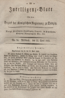 Intelligenz-Blatt für den Bezirk der Königlichen Regierung zu Danzig. 1840, No. 94 (22 April) + dod.