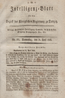 Intelligenz-Blatt für den Bezirk der Königlichen Regierung zu Danzig. 1840, No. 101 (30 April) + wkładka