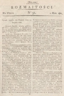 Rozmaitości : oddział literacki Gazety Lwowskiej. 1821, nr 51