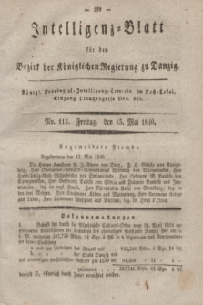 Intelligenz-Blatt für den Bezirk der Königlichen Regierung zu Danzig. 1840, No. 113 (15 Mai) + dod.