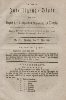 Intelligenz-Blatt für den Bezirk der Königlichen Regierung zu Danzig. 1840, No. 121 (25 Mai)