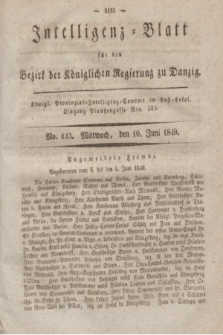 Intelligenz-Blatt für den Bezirk der Königlichen Regierung zu Danzig. 1840, No. 133 (10 Juni)