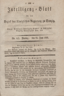 Intelligenz-Blatt für den Bezirk der Königlichen Regierung zu Danzig. 1840, No. 143 (22 Juni)