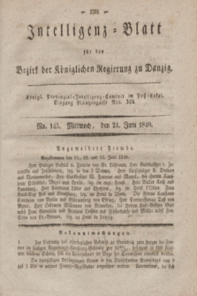 Intelligenz-Blatt für den Bezirk der Königlichen Regierung zu Danzig. 1840, No. 145 (24 Juni)