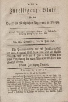 Intelligenz-Blatt für den Bezirk der Königlichen Regierung zu Danzig. 1840, No. 146 (25 Juni)