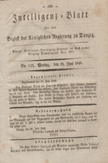 Intelligenz-Blatt für den Bezirk der Königlichen Regierung zu Danzig. 1840, No. 149 (29 Juni)