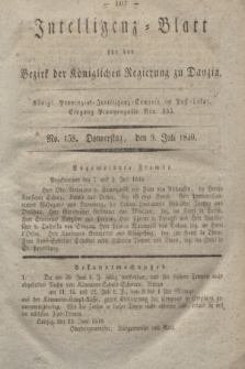 Intelligenz-Blatt für den Bezirk der Königlichen Regierung zu Danzig. 1840, No. 158 (9 Juli) + dod.