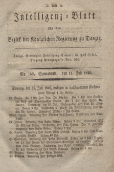 Intelligenz-Blatt für den Bezirk der Königlichen Regierung zu Danzig. 1840, No. 160 (11 Juli) + dod.
