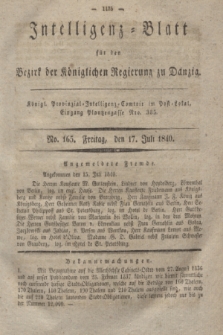 Intelligenz-Blatt für den Bezirk der Königlichen Regierung zu Danzig. 1840, No. 165 (17 Juli)