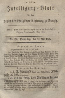 Intelligenz-Blatt für den Bezirk der Königlichen Regierung zu Danzig. 1840, No. 170 (23 Juli)
