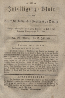 Intelligenz-Blatt für den Bezirk der Königlichen Regierung zu Danzig. 1840, No. 173 (27 Juli)