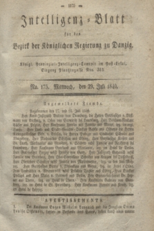 Intelligenz-Blatt für den Bezirk der Königlichen Regierung zu Danzig. 1840, No. 175 (29 Juli) + dod.