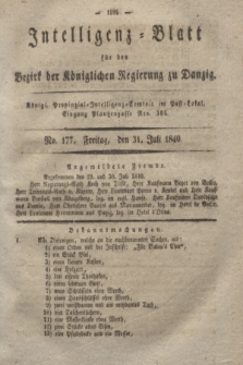 Intelligenz-Blatt für den Bezirk der Königlichen Regierung zu Danzig. 1840, No. 177 (31 Juli)