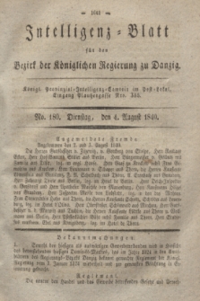 Intelligenz-Blatt für den Bezirk der Königlichen Regierung zu Danzig. 1840, No. 180 (4 August) + dod.