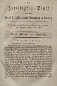 Intelligenz-Blatt für den Bezirk der Königlichen Regierung zu Danzig. 1840, No. 181 (5 August) + dod.