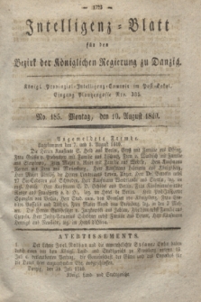 Intelligenz-Blatt für den Bezirk der Königlichen Regierung zu Danzig. 1840, No. 185 (10 August)