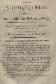 Intelligenz-Blatt für den Bezirk der Königlichen Regierung zu Danzig. 1840, No. 190 (15 August) + dod.
