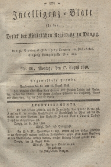 Intelligenz-Blatt für den Bezirk der Königlichen Regierung zu Danzig. 1840, No. 191 (17 August)