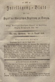 Intelligenz-Blatt für den Bezirk der Königlichen Regierung zu Danzig. 1840, No. 193 (19 August) + dod.