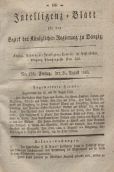 Intelligenz-Blatt für den Bezirk der Königlichen Regierung zu Danzig. 1840, No. 195 (21 August) + dod.
