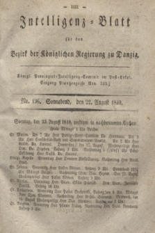 Intelligenz-Blatt für den Bezirk der Königlichen Regierung zu Danzig. 1840, No. 196 (22 August) + dod.