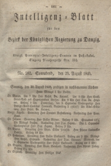 Intelligenz-Blatt für den Bezirk der Königlichen Regierung zu Danzig. 1840, No. 202 (29 August) + dod.