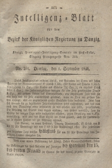 Intelligenz-Blatt für den Bezirk der Königlichen Regierung zu Danzig. 1840, No. 204 (1 September) + dod.